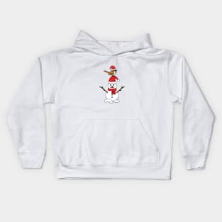 Cute Sparrow on Snowman Kids Hoodie